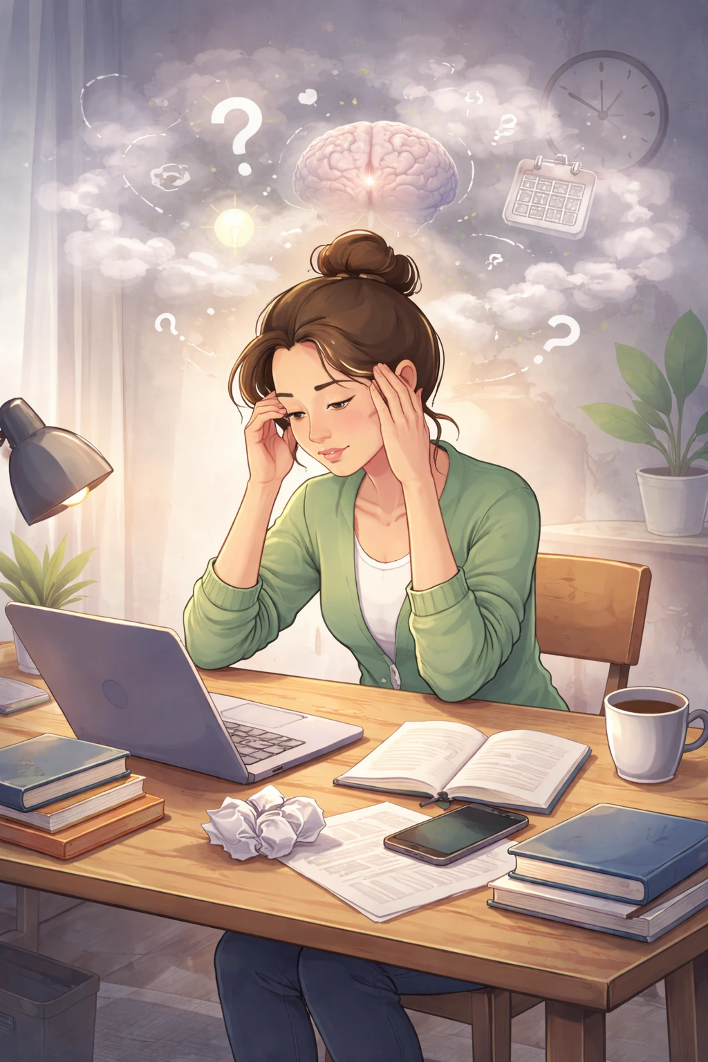 concept illustration showing brain fog and mental clarity